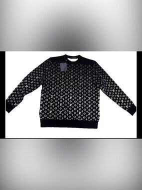Louis Vuitton Black and White Monogram Crewneck Sweater